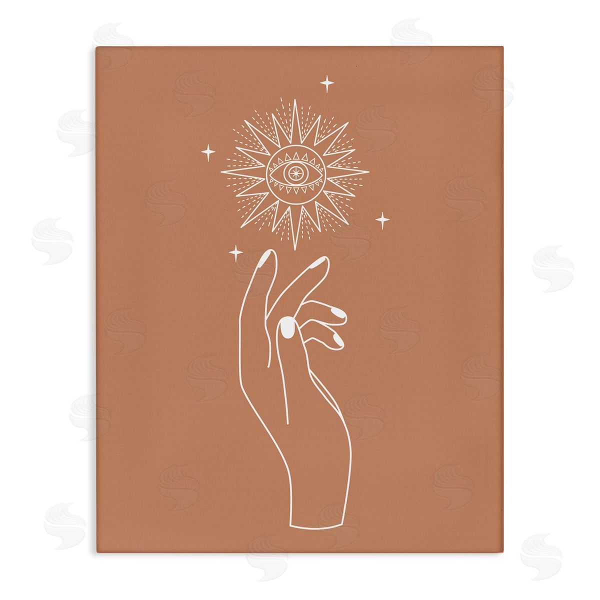 JJ House LLC Ochre Hand Reaching Solar Stars Astral  Stretched Canvas Wall Art Print