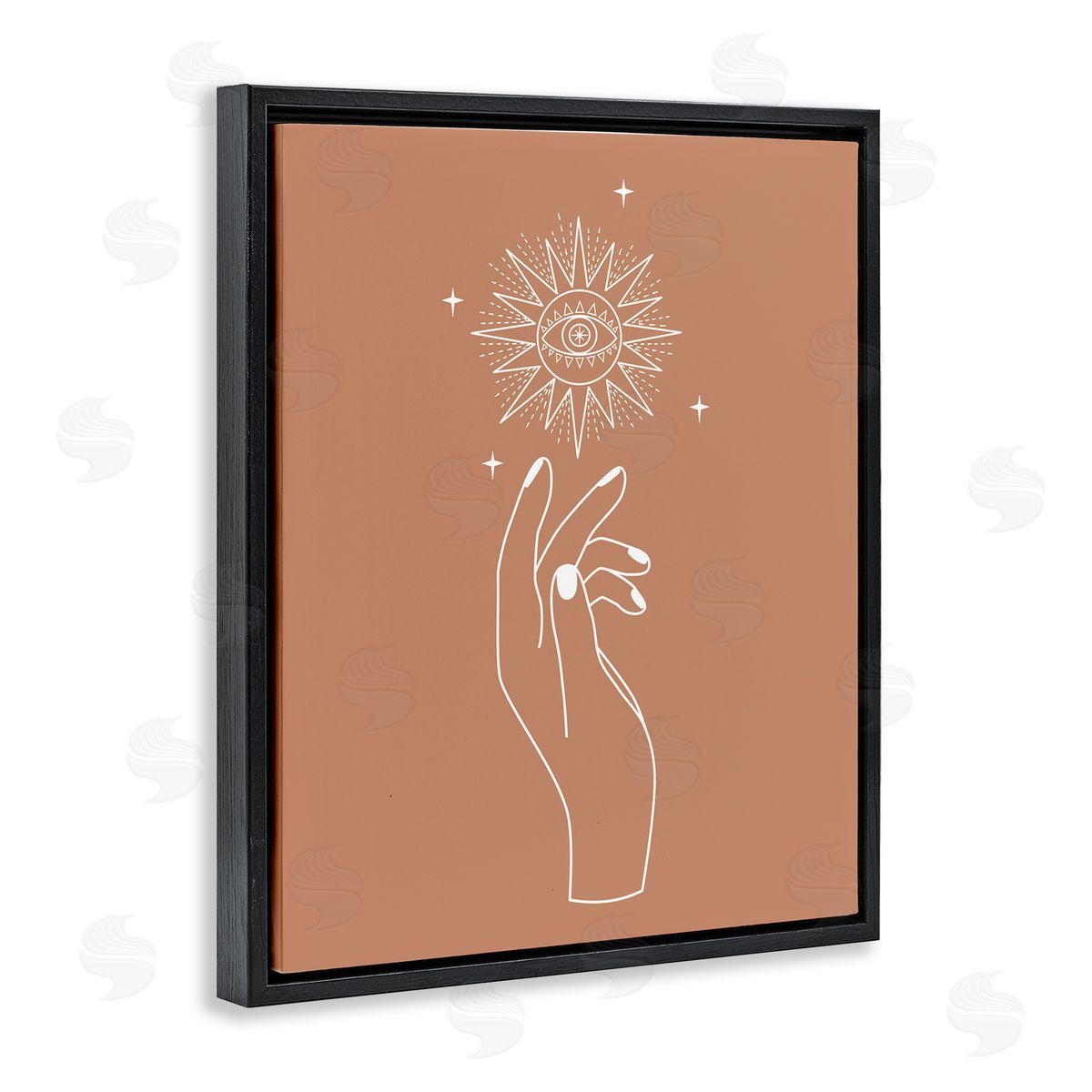 JJ House LLC Ochre Hand Reaching Solar Stars Astral  Black Floating Frame Canvas Wall Art Print