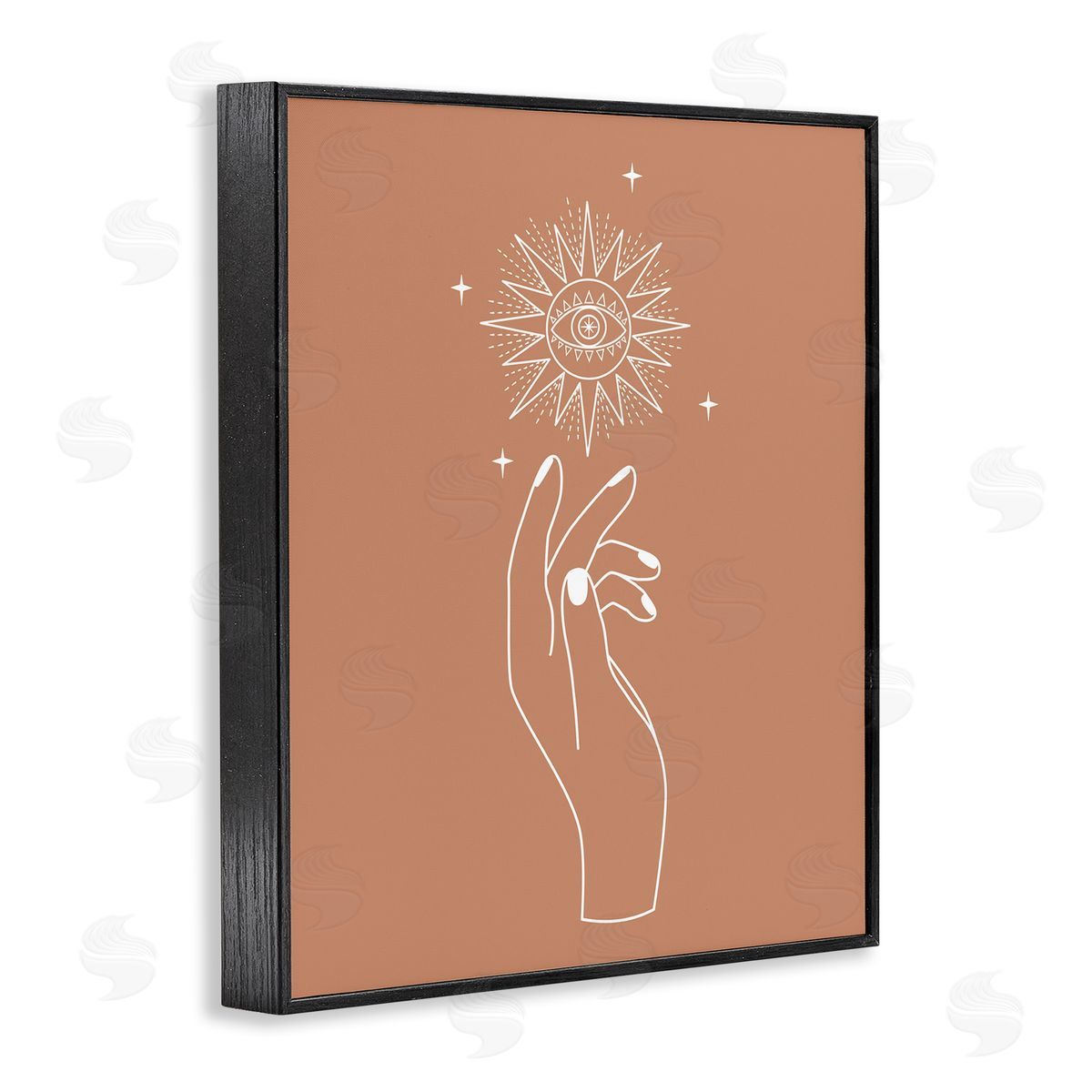 JJ House LLC Ochre Hand Reaching Solar Stars Astral  Black Framed Giclee Wall Art Print