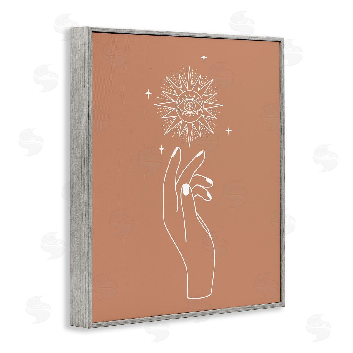 JJ House LLC Ochre Hand Reaching Solar Stars Astral  Gray Framed Giclee Wall Art Print