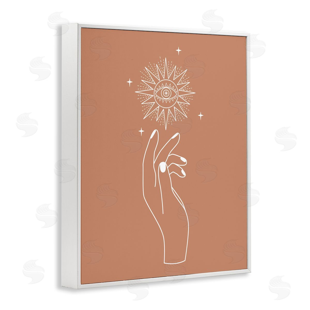 JJ House LLC Ochre Hand Reaching Solar Stars Astral  White Framed Giclee Wall Art Print