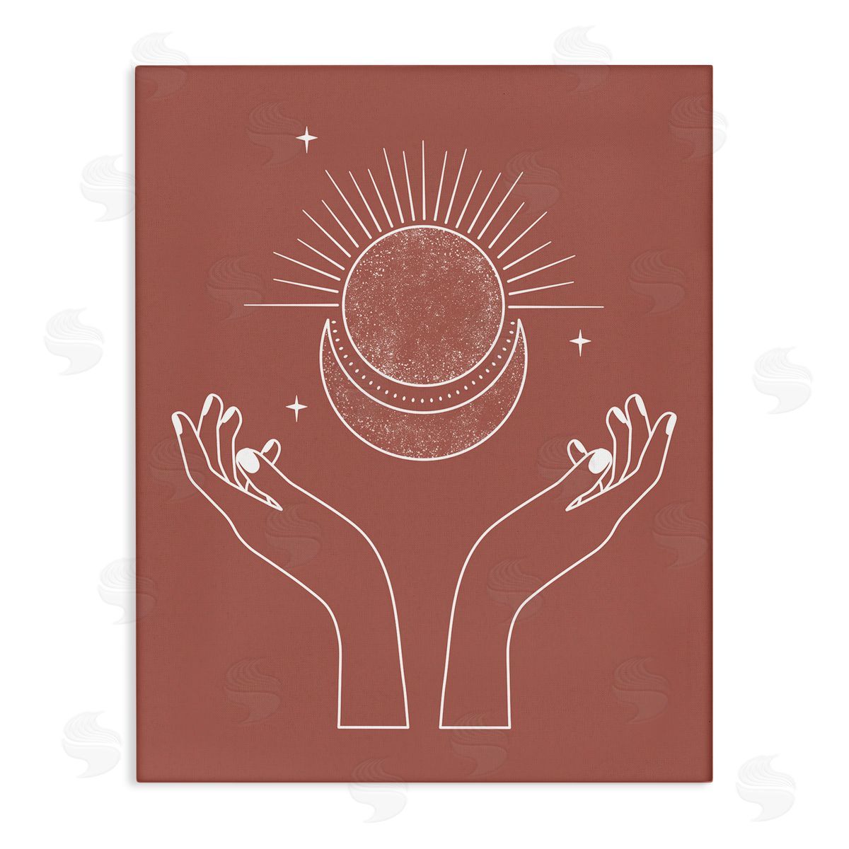 JJ House LLC Lunar Solar Hands Reaching Stars Astral Stretched Canvas Wall Art Print