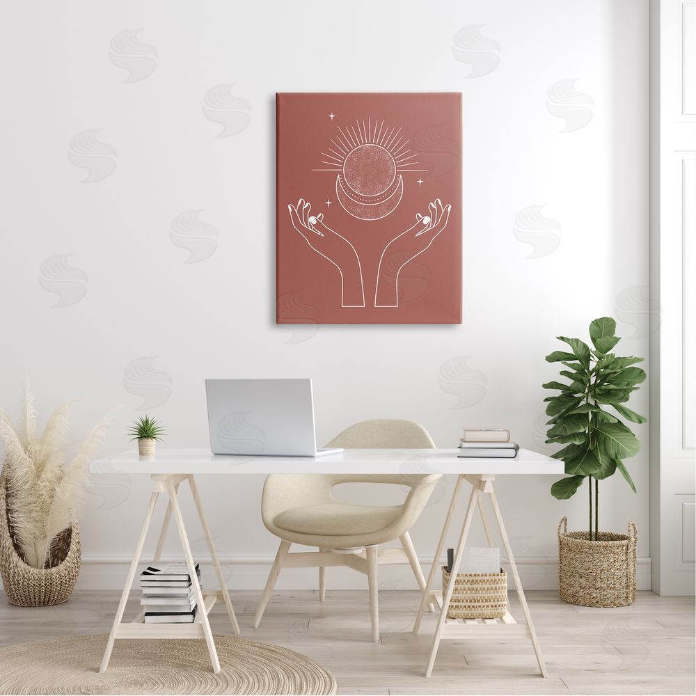 JJ House LLC Lunar Solar Hands Reaching Stars Astral Canvas Wall Art Print in Room