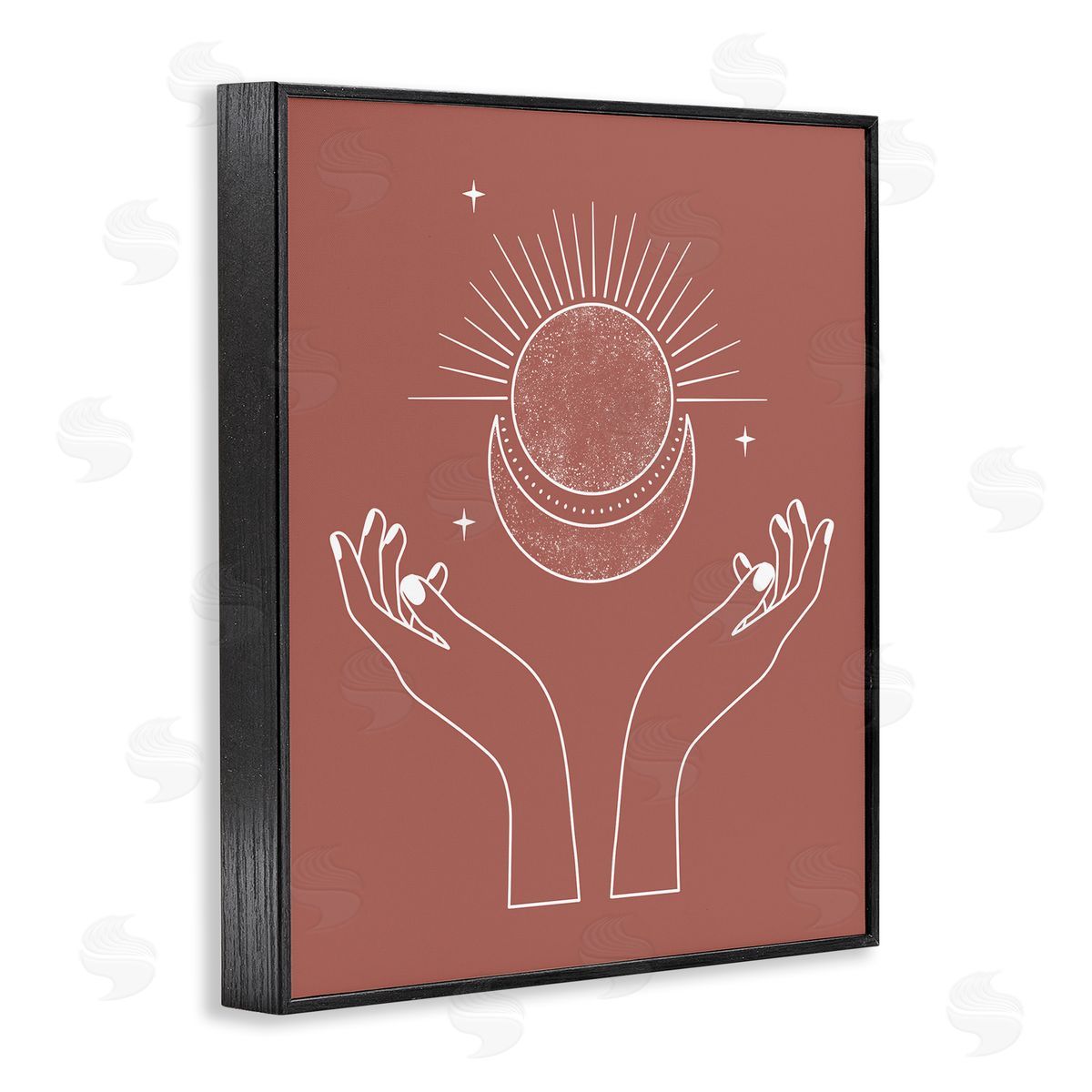 JJ House LLC Lunar Solar Hands Reaching Stars Astral Black Framed Giclee Wall Art Print