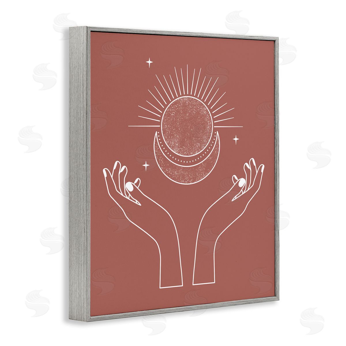 JJ House LLC Lunar Solar Hands Reaching Stars Astral Gray Framed Giclee Wall Art Print