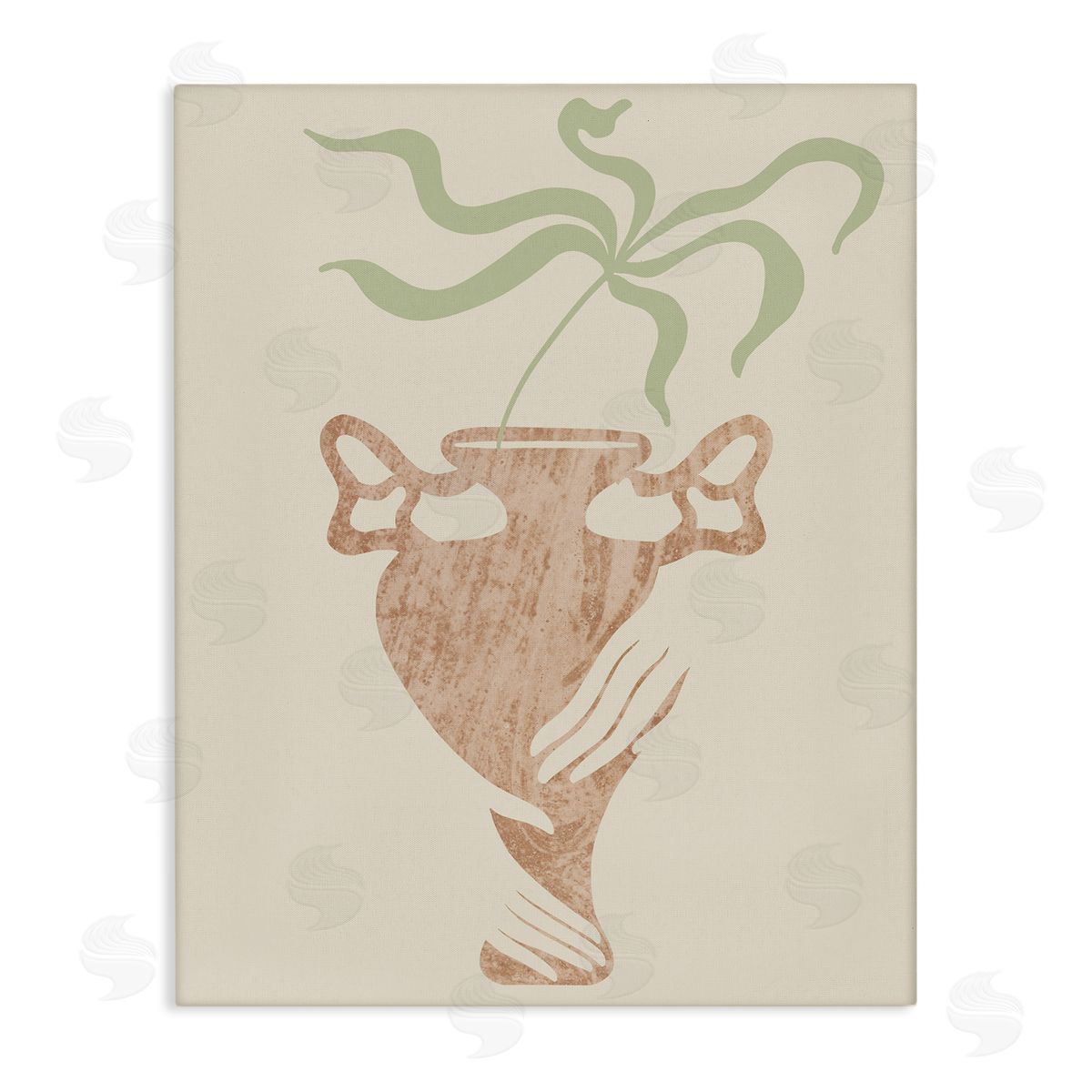 Stupell Studio Hands Holding Brown Vase Botanical Plants Stretched Canvas Wall Art Print