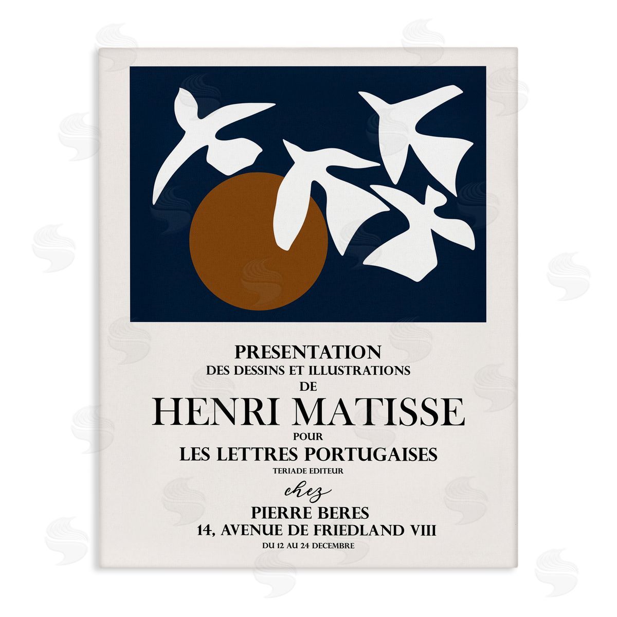 Ros Ruseva Historic Matisse Birds Flying Sun Flyer  Stretched Canvas Wall Art Print