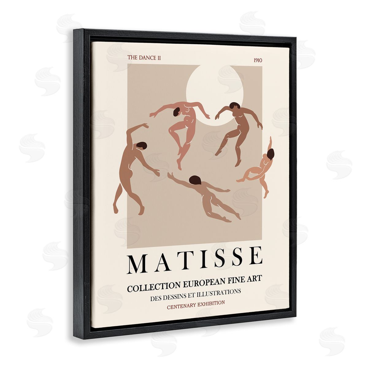 Ros Ruseva Matisse Text Dancing People Neutral Tones Flyer  Black Floating Frame Canvas Wall Art Print