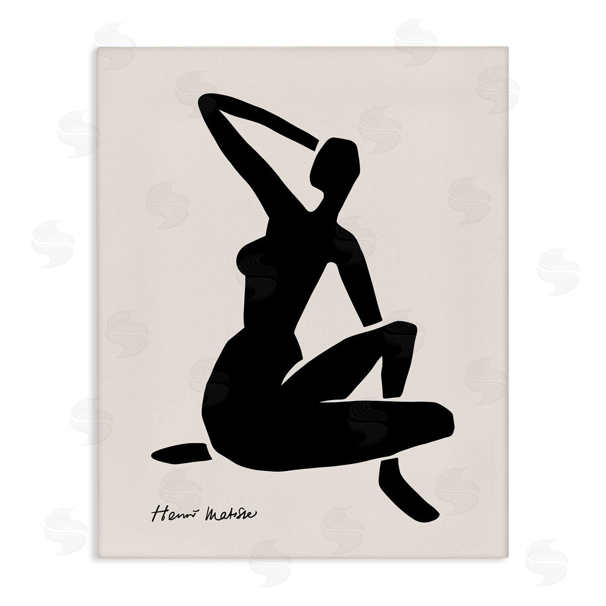 Ros Ruseva Historic Matisse Woman Sitting Minimal Silhouette  Stretched Canvas Wall Art Print