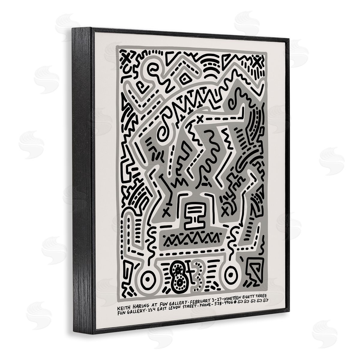 Ros Ruseva Keith Haring Monochrome Pop Squiggle Text  Black Framed Giclee Wall Art Print