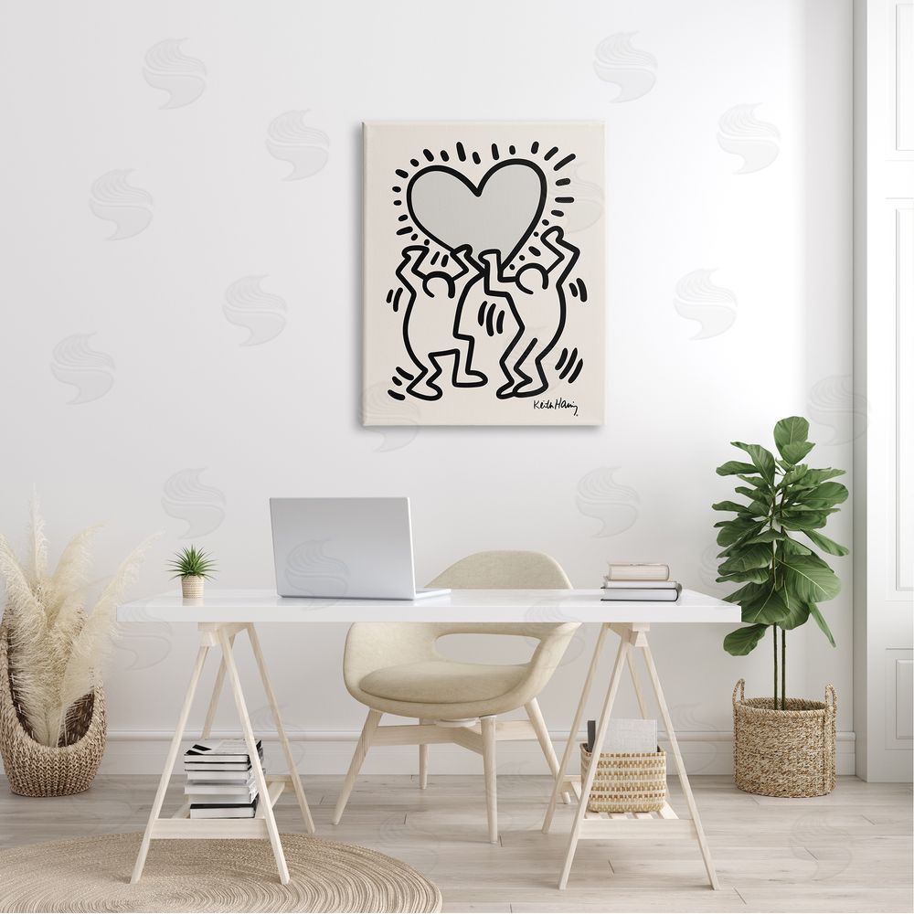 Ros Ruseva Two People Holding Heart Outline Pop  Canvas Wall Art Print in Room