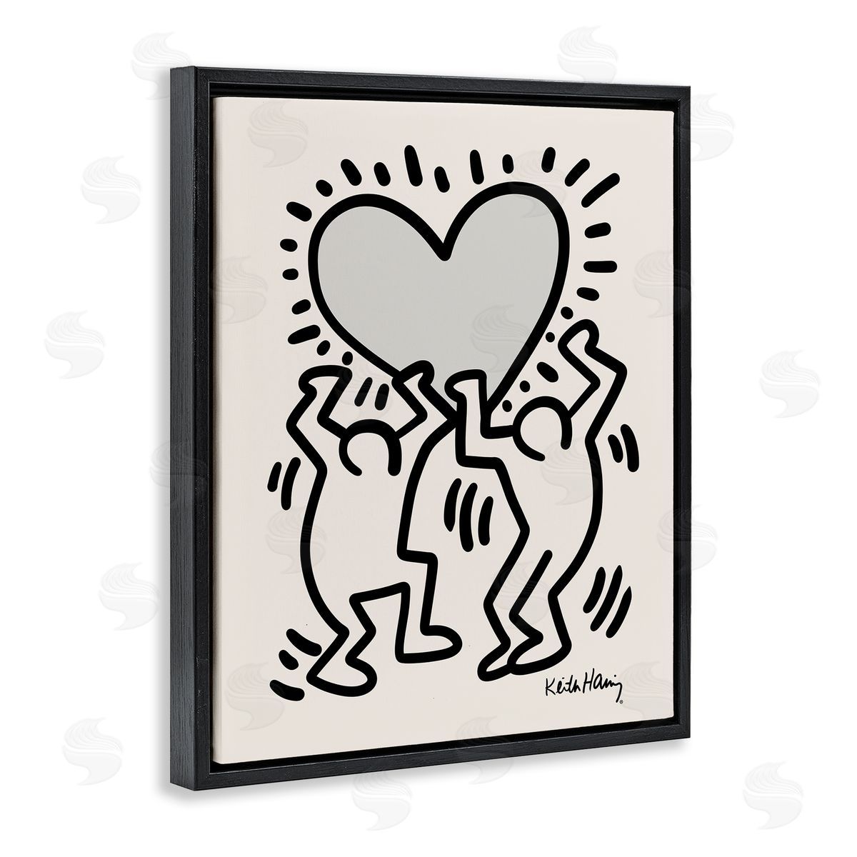 Ros Ruseva Two People Holding Heart Outline Pop  Black Floating Frame Canvas Wall Art Print