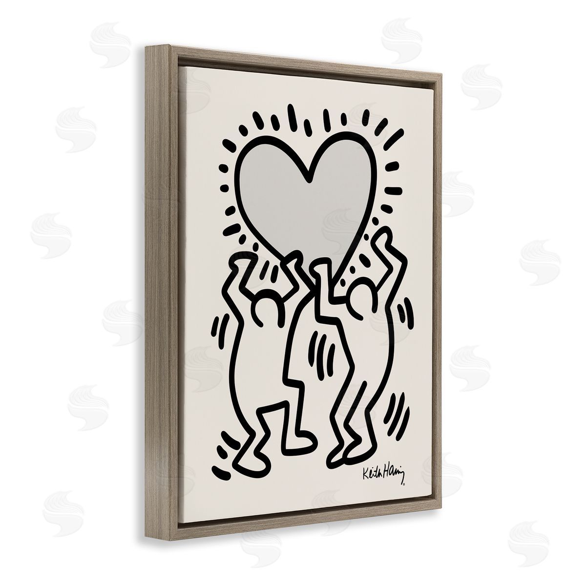 Ros Ruseva Two People Holding Heart Outline Pop  Brown Floating Frame Canvas Wall Art Print