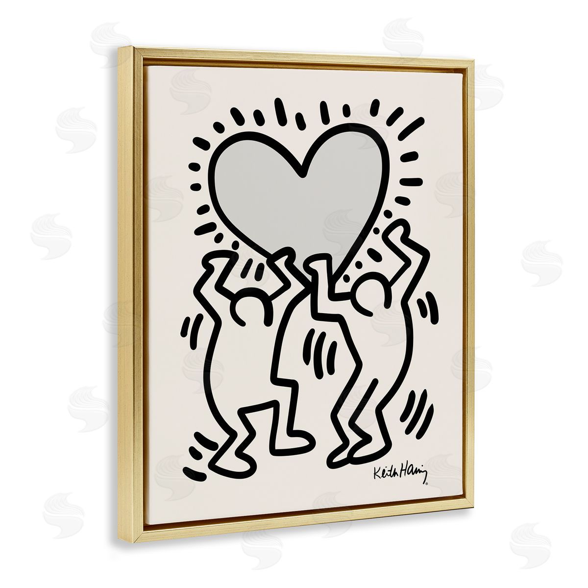 Ros Ruseva Two People Holding Heart Outline Pop  Gold Floating Frame Canvas Wall Art Print