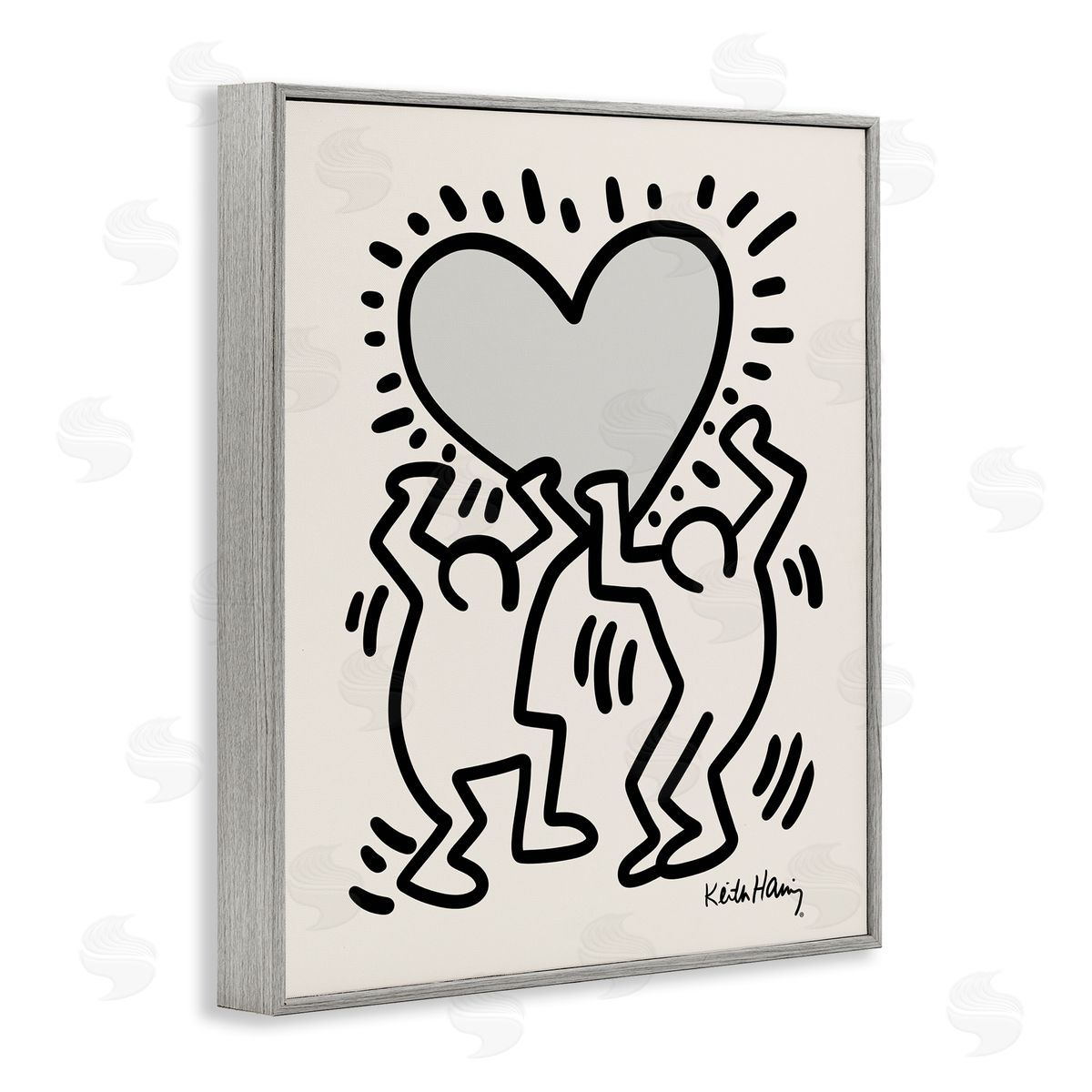 Ros Ruseva Two People Holding Heart Outline Pop  Gray Framed Giclee Wall Art Print