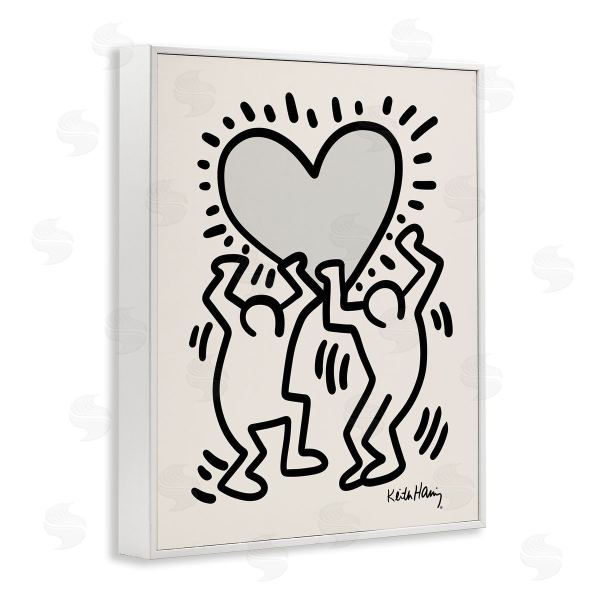 Ros Ruseva Two People Holding Heart Outline Pop  White Framed Giclee Wall Art Print