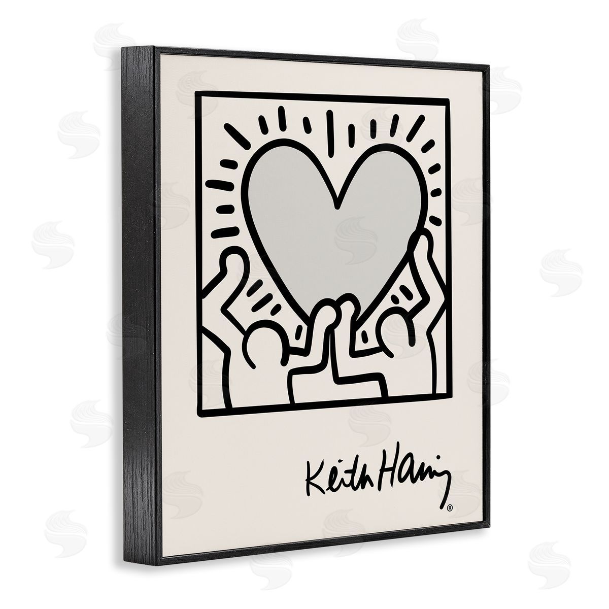 Classic Heart Symbol Keith Haring Black Frame Print Wall Art, Home Decor by Ros Ruseva
