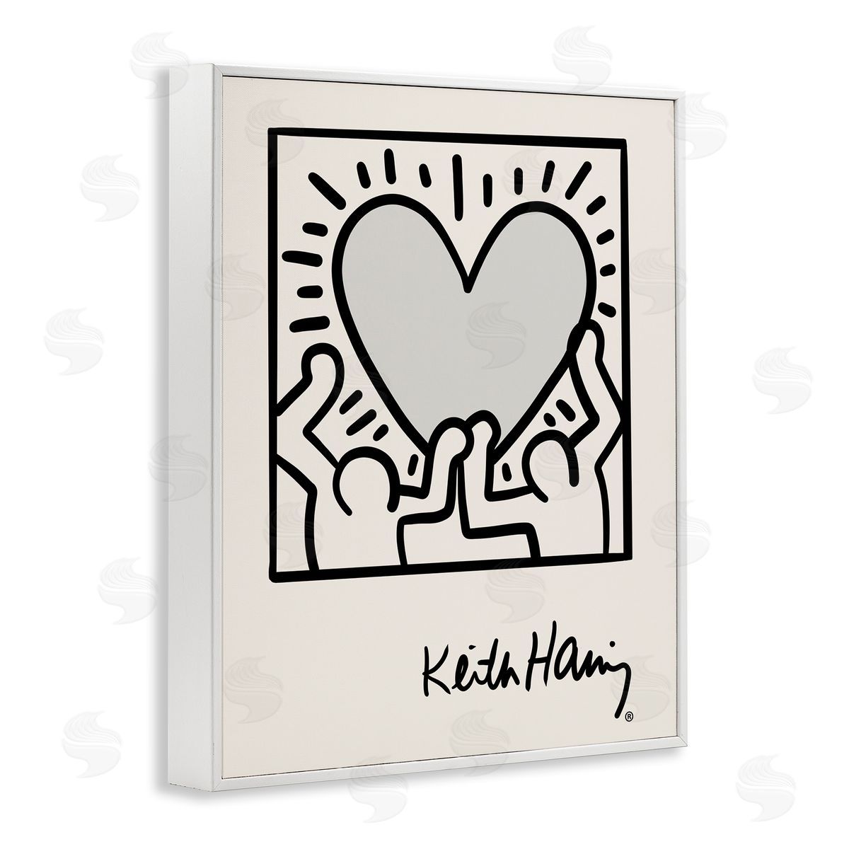 Classic Heart Symbol Keith Haring White Frame Print Wall Art, Home Decor by Ros Ruseva