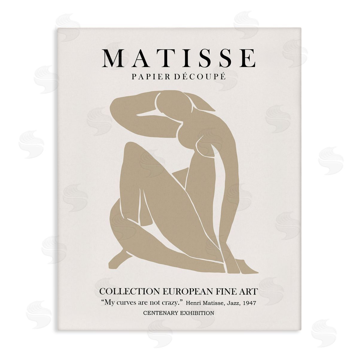 Ros Ruseva Neutral Silhouette Modern Woman Matisse Exhibition Text Stretched Canvas Wall Art Print