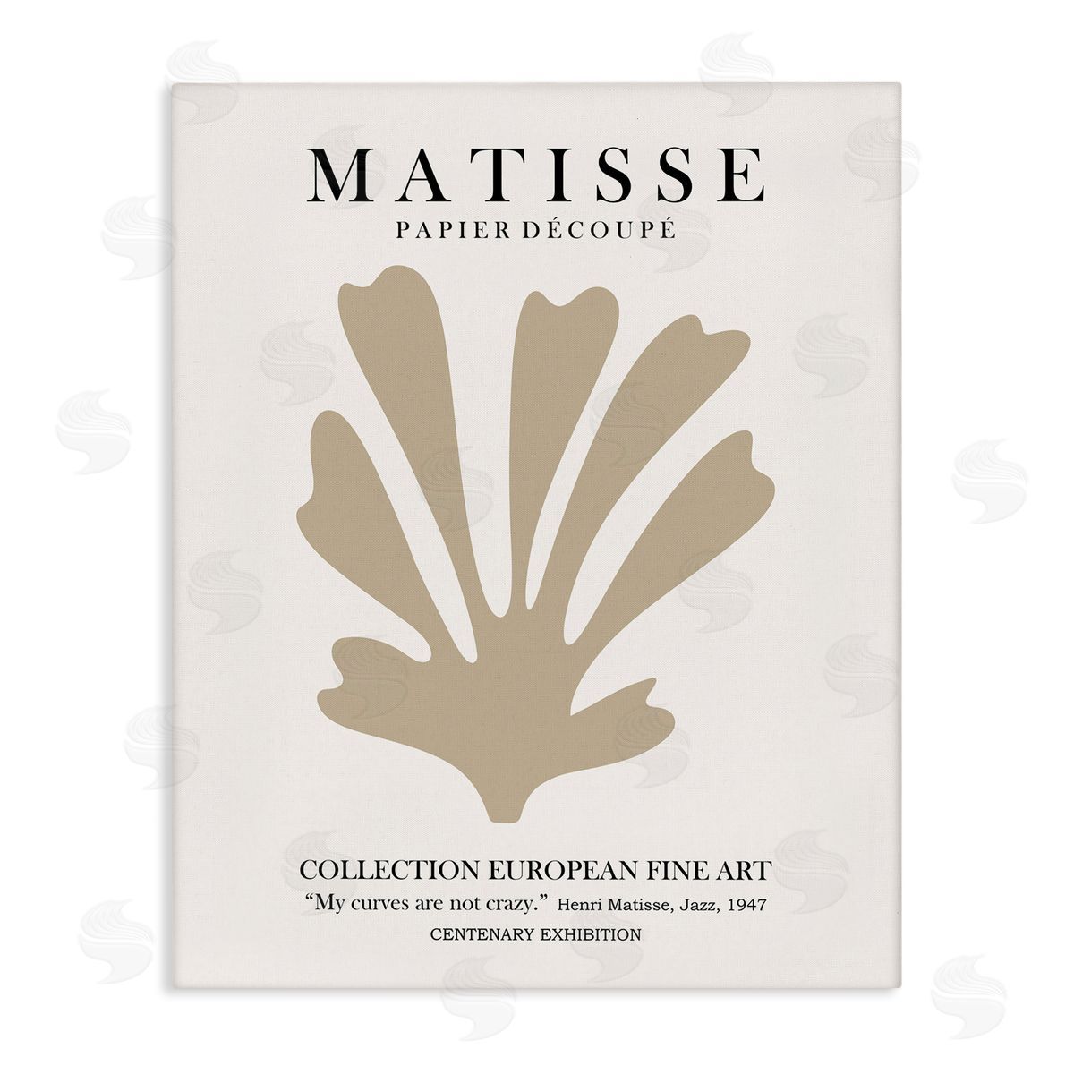 Ros Ruseva Abstract Botanical Exhibition Flyer Matisse Text Stretched Canvas Wall Art Print