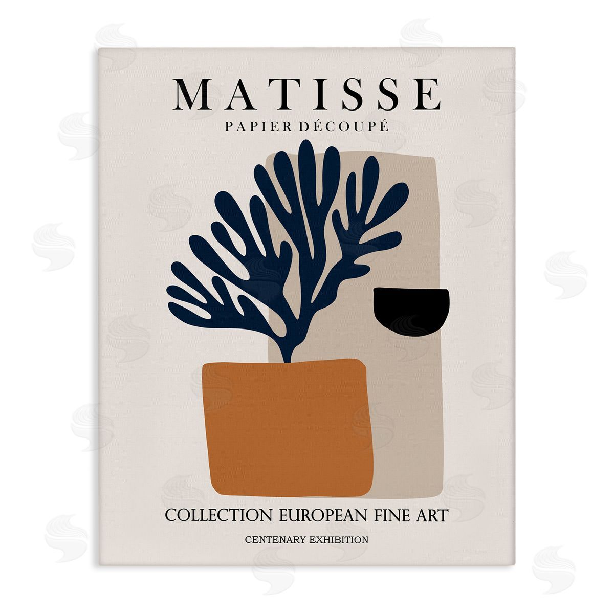 Ros Ruseva Geometric Shapes Floral Botanicals Neutral Matisse Stretched Canvas Wall Art Print