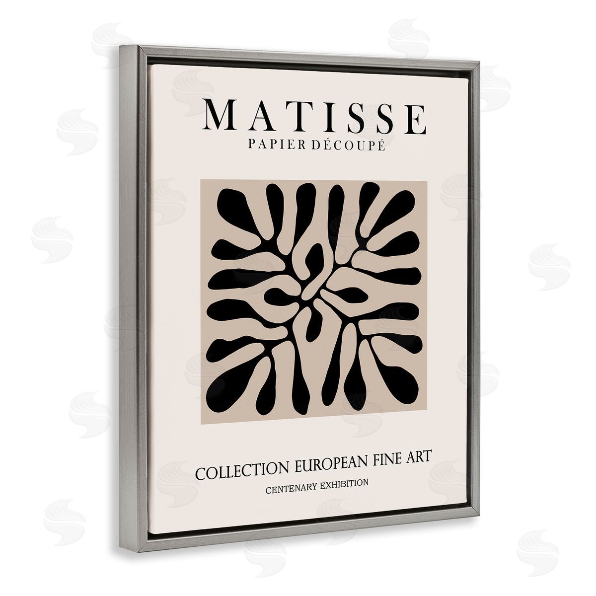 Ros Ruseva Matisse Leaves Foliage Abstract Silhouette Exhibition Gray Floating Frame Canvas Wall Art Print