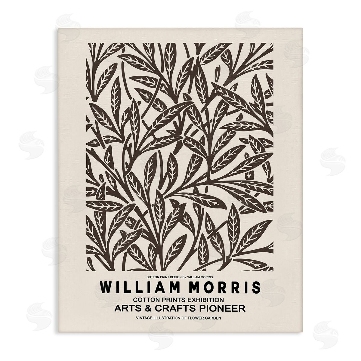 Ros Ruseva Neutral Plant Leaves Pattern Text Flyer Exhibition  Stretched Canvas Wall Art Print