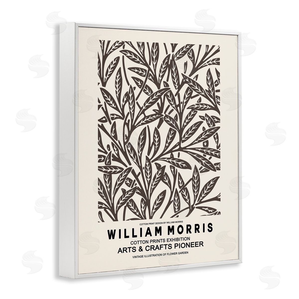 Ros Ruseva Neutral Plant Leaves Pattern Text Flyer Exhibition  White Framed Giclee Wall Art Print