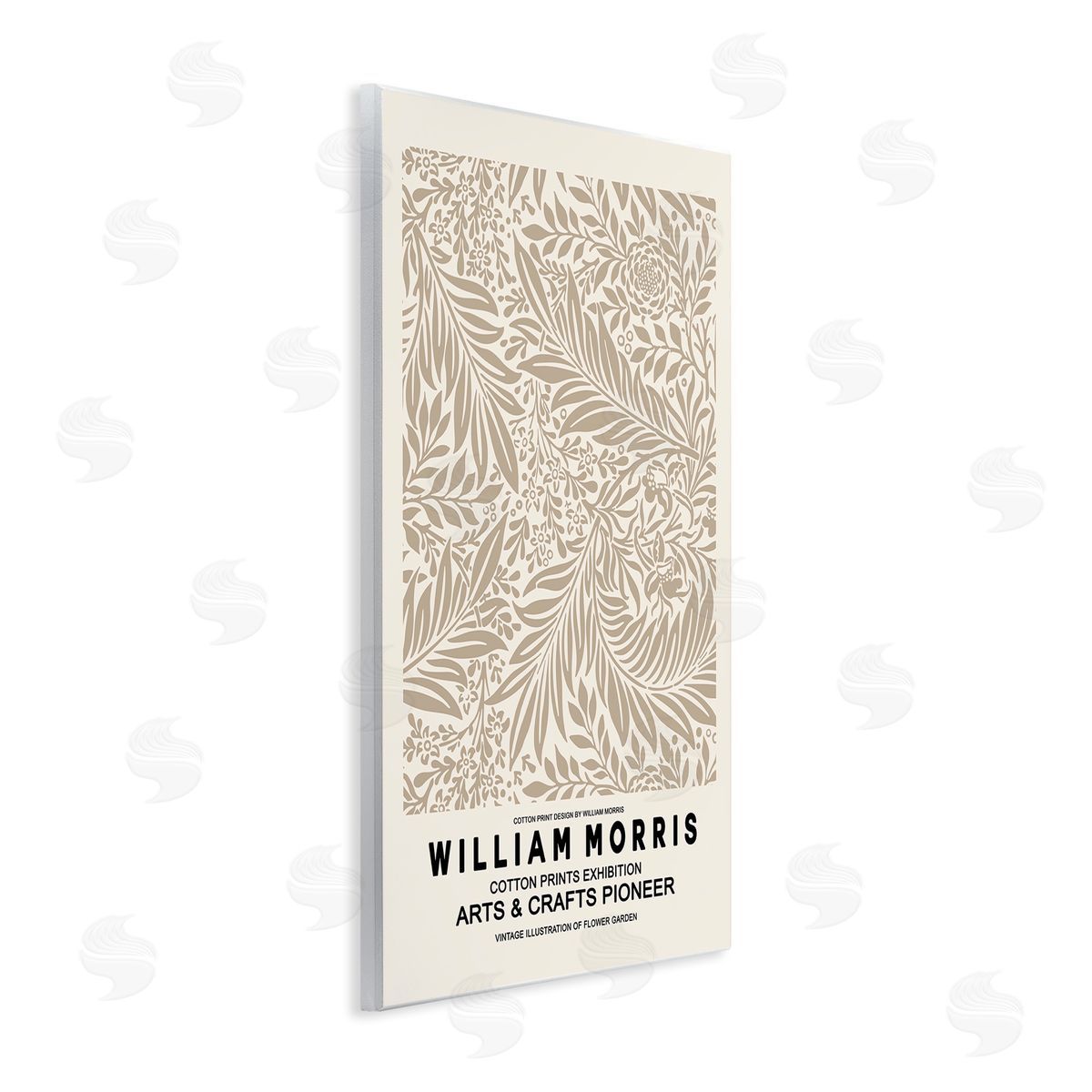 Ros Ruseva Detailed Beige Botanical Leaves William Morris Text  Wall Plaque Art Print