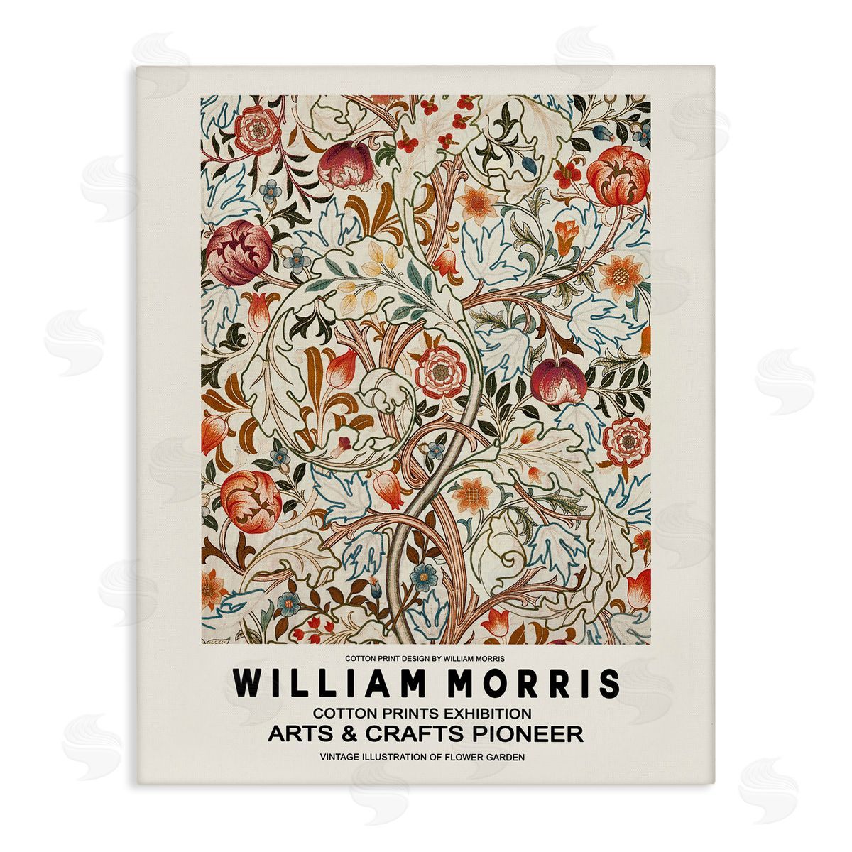 Ros Ruseva Bold Red Flowers Pattern Intertwining Stems Text Flyer Stretched Canvas Wall Art Print
