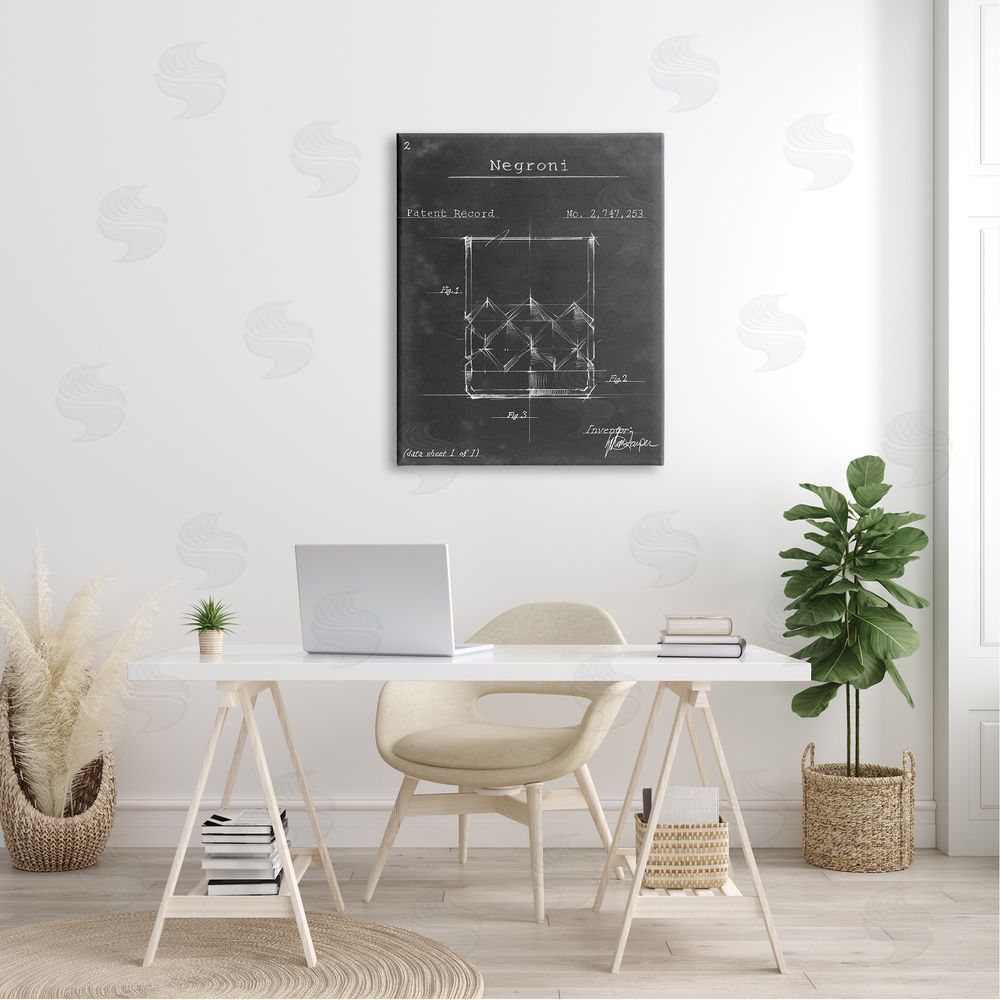 Ethan Harper Negroni Liquor Cocktail Glass Lines Diagram Blueprint Canvas Wall Art Print in Room