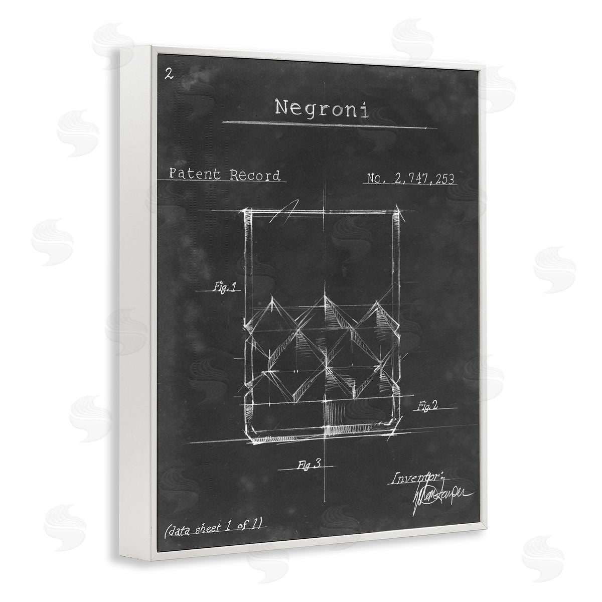 Ethan Harper Negroni Liquor Cocktail Glass Lines Diagram Blueprint White Framed Giclee Wall Art Print