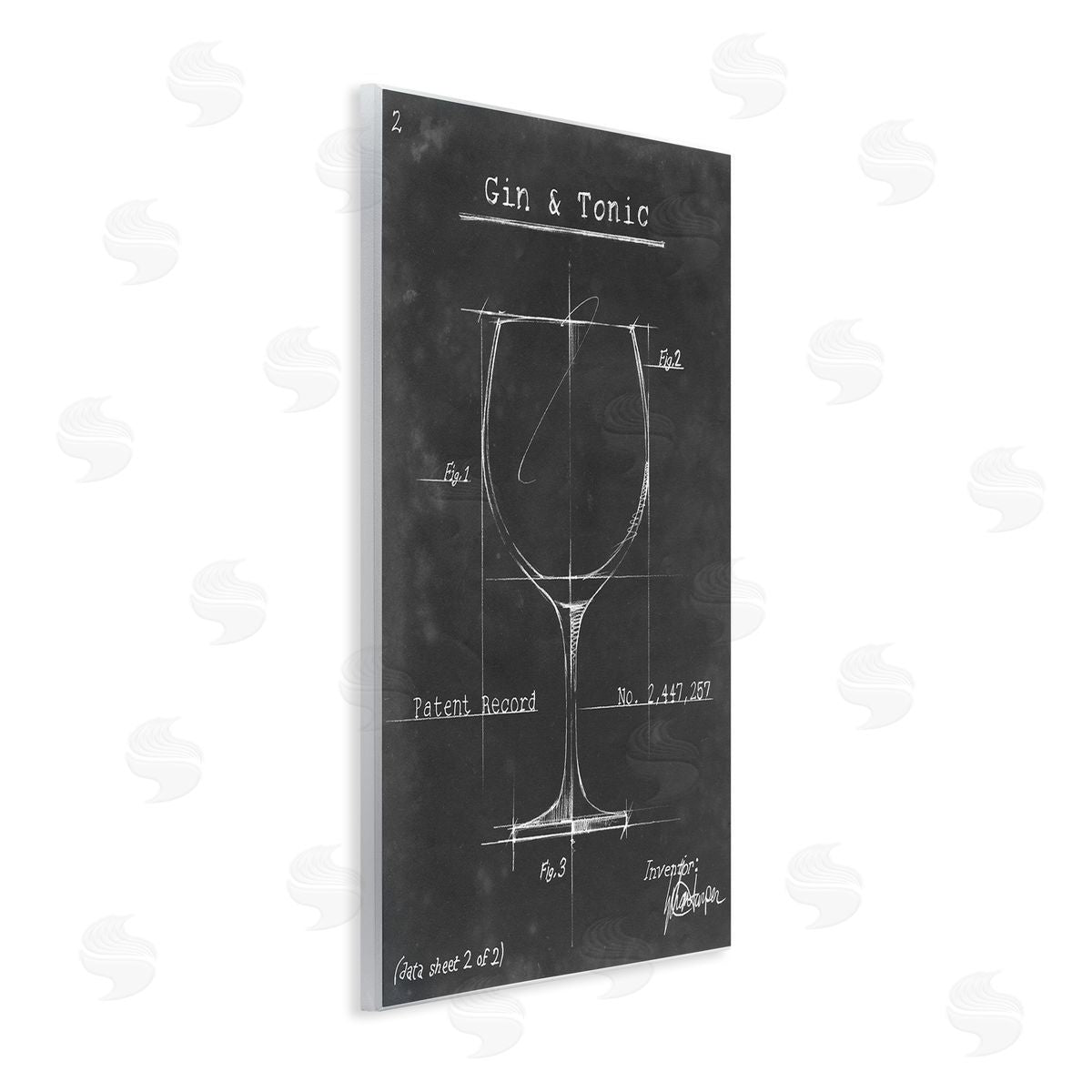 Ethan Harper Gin & Tonic Cocktail Wineglass Blueprint Diagram Wall Plaque Art Print