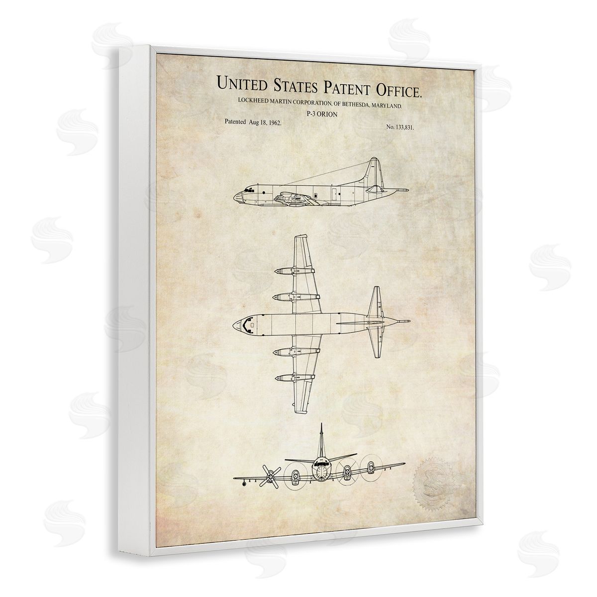 Karl Hronek Vintage Airplane Aircraft Diagram Patent Blueprint Diagram  White Framed Giclee Wall Art Print