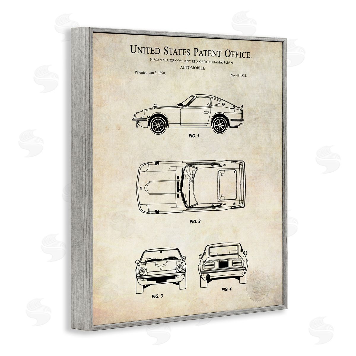 Karl Hronek Automobile Car Technical Outline Diagram Blueprint Patent Gray Framed Giclee Wall Art Print