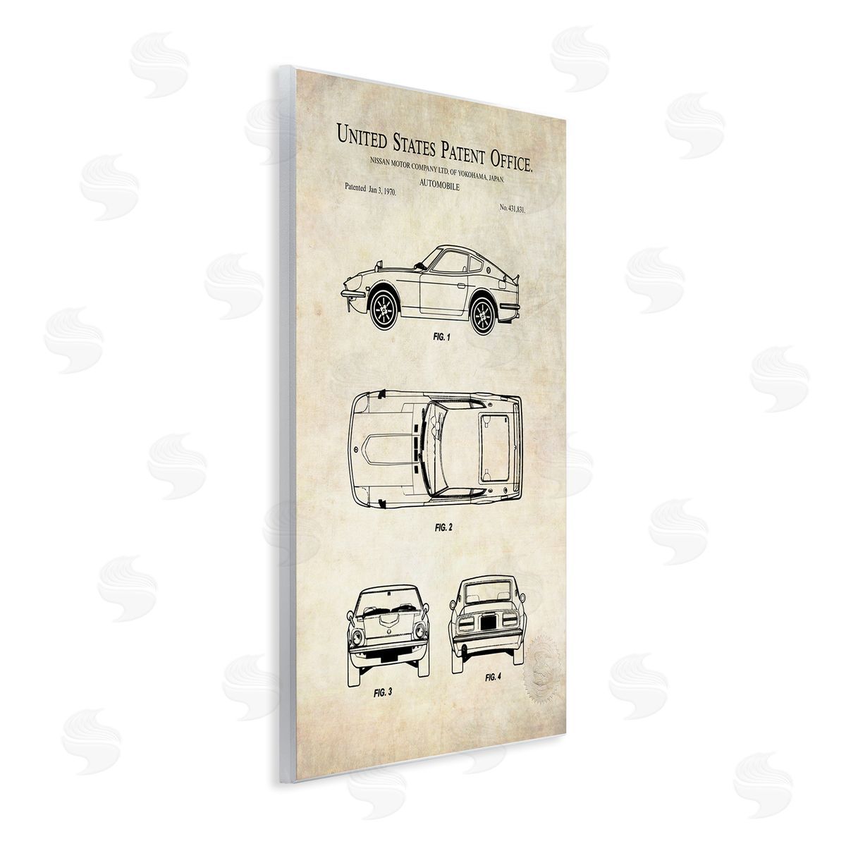 Karl Hronek Automobile Car Technical Outline Diagram Blueprint Patent Wall Plaque Art Print