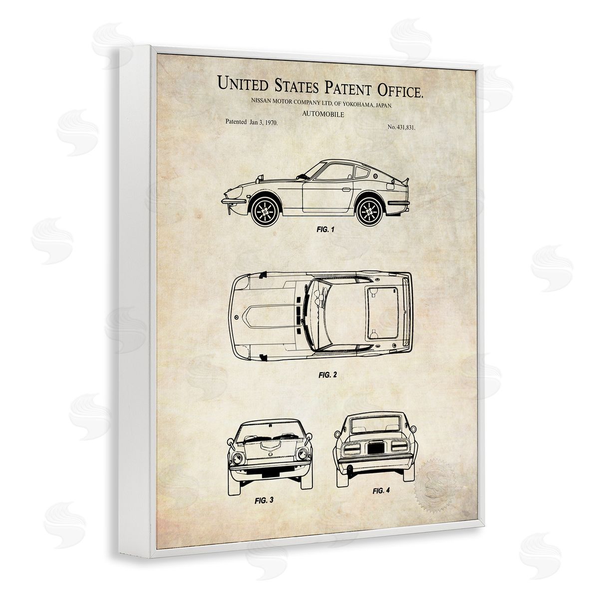 Karl Hronek Automobile Car Technical Outline Diagram Blueprint Patent White Framed Giclee Wall Art Print
