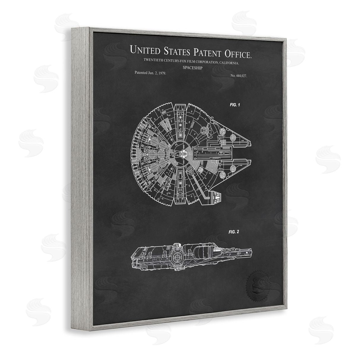 Karl Hronek Detailed Sci-fi Spacecraft Representation Blueprint Diagram  Gray Framed Giclee Wall Art Print