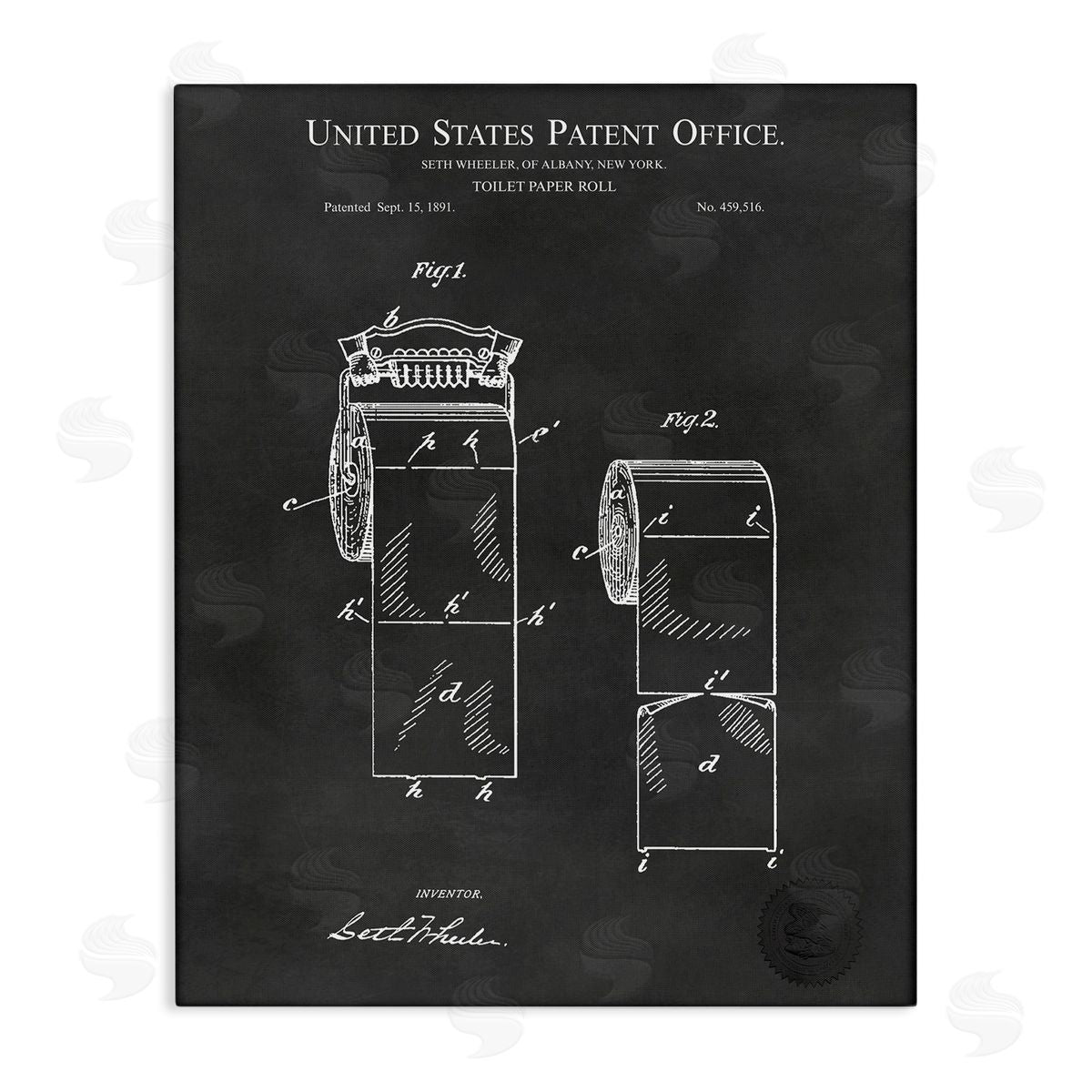 Karl Hronek Black Toilet Paper Bathroom Diagram Outline Blueprint  Stretched Canvas Wall Art Print