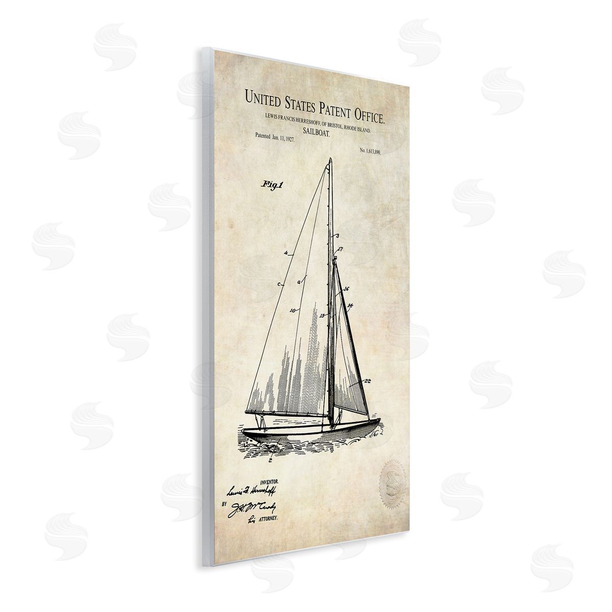 Karl Hronek Vintage Sailboat Watercraft Technical Diagram Wall Plaque Art Print
