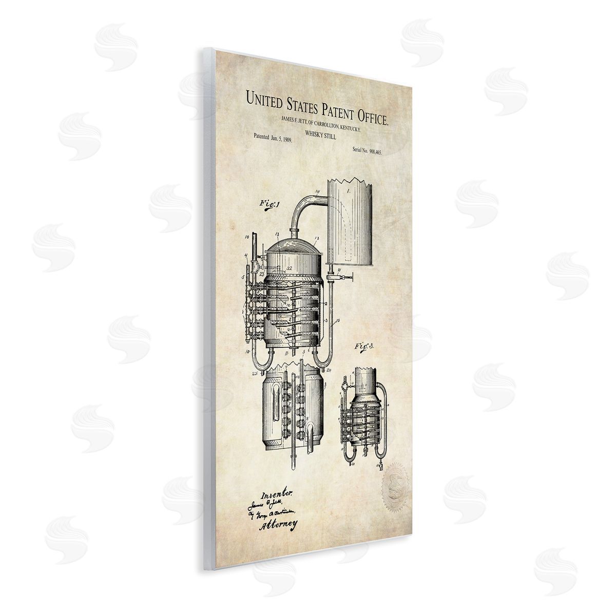 Karl Hronek Vintage Whiskey Still Liquor Detailed Blueprint Diagram Wall Plaque Art Print