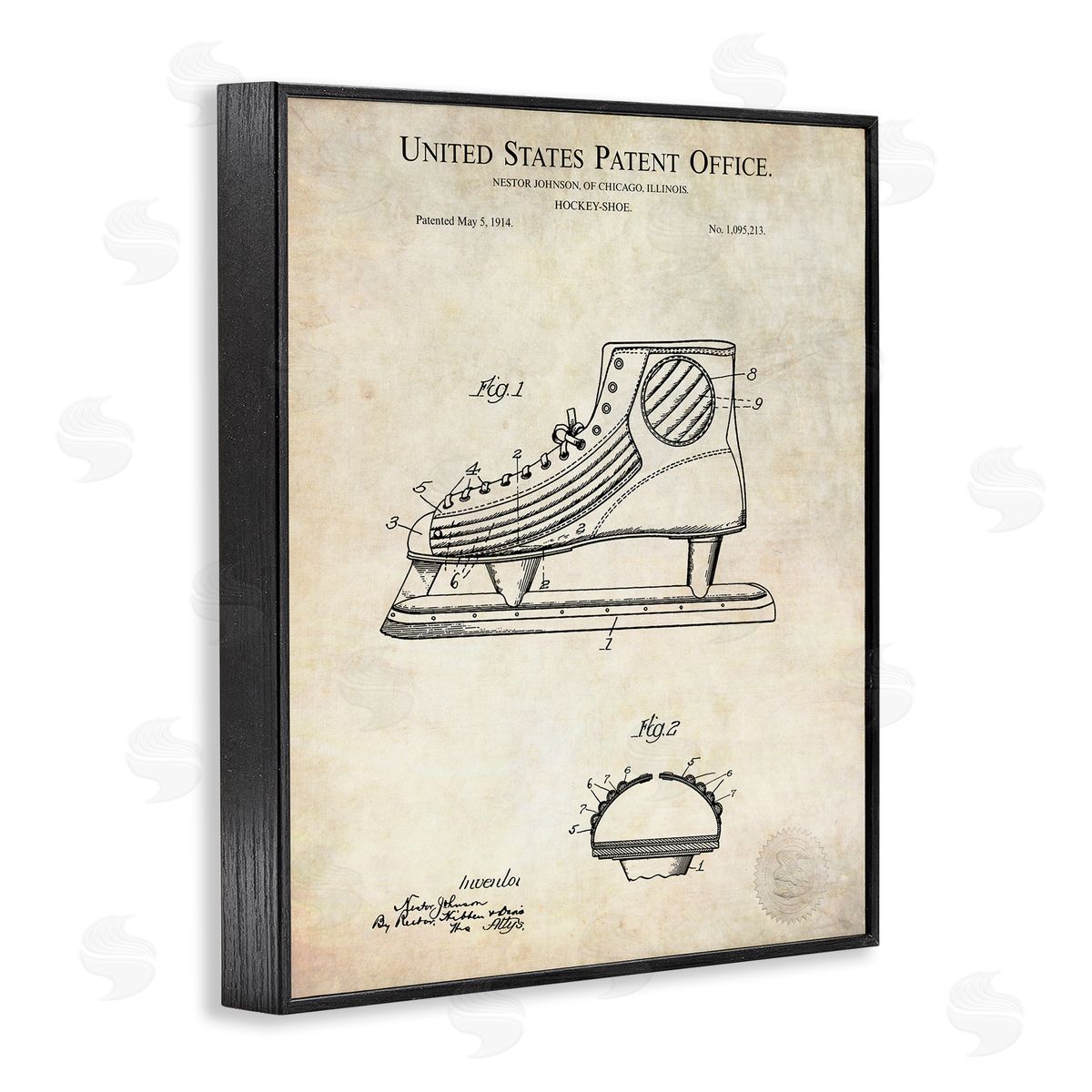 Karl Hronek Hockey Skate Shoe Labeled Diagram Patent Text  Black Framed Giclee Wall Art Print