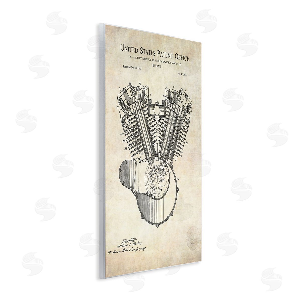 Karl Hronek Detailed Engine Machine Diagram Blueprint Patent Text  Wall Plaque Art Print