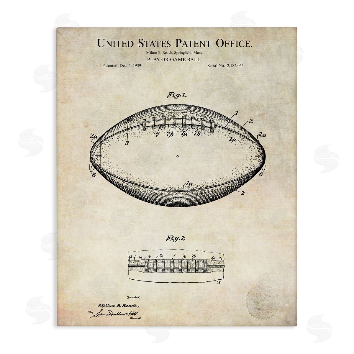 American Football Sports Blueprint Canvas Wall Art, Home Decor by Karl Hronek