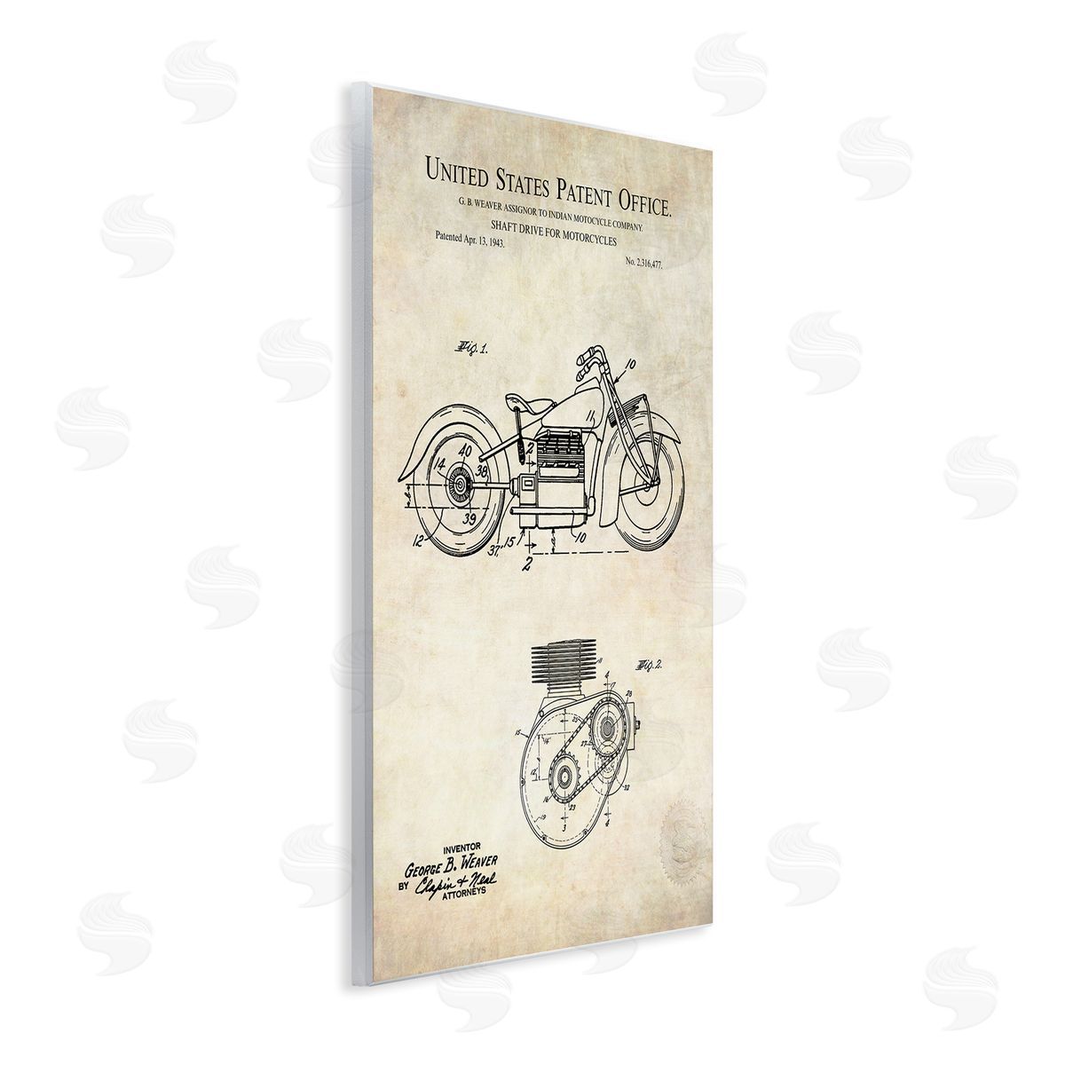 Karl Hronek Vintage Motorcycle Shaft Drive Machinery Blueprint Diagram  Wall Plaque Art Print