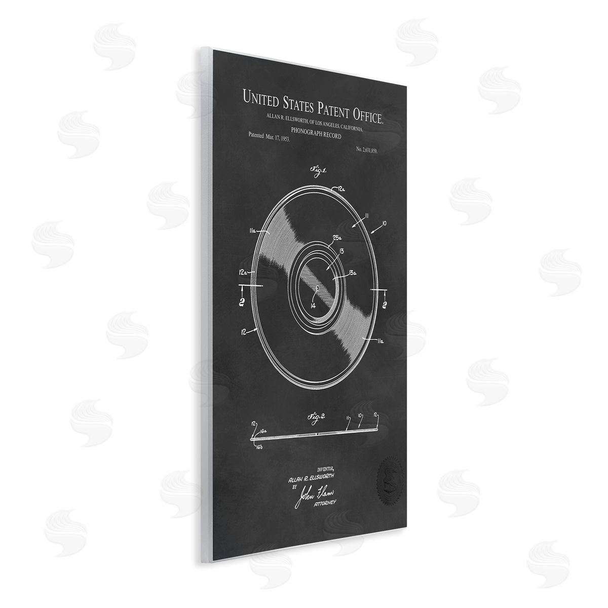Karl Hronek Phonograph Record Player Detailed Music Diagram Blueprint Wall Plaque Art Print
