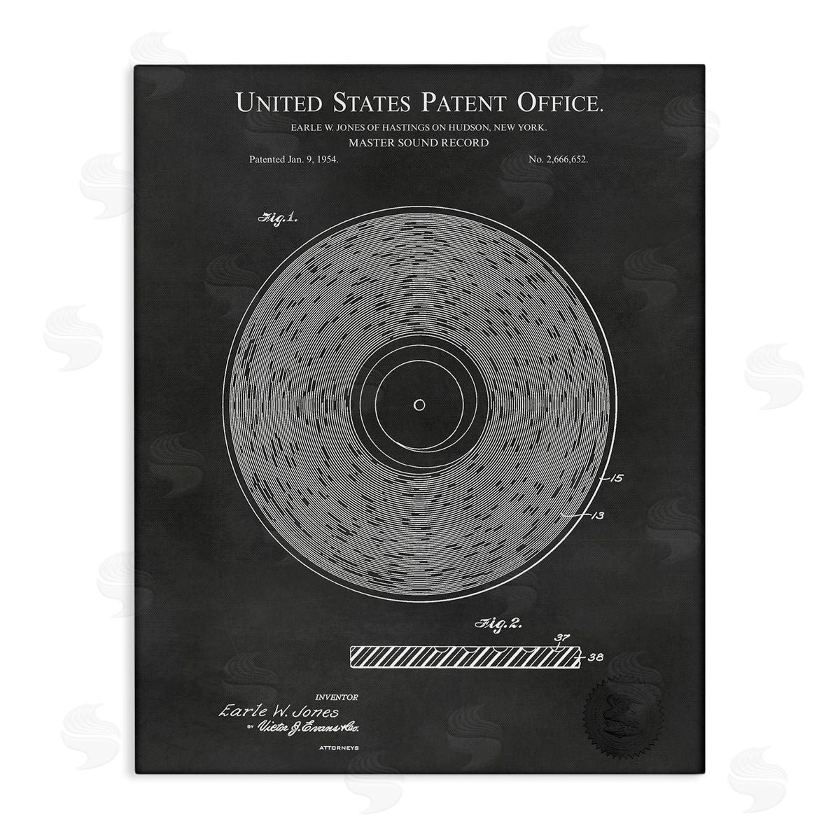 Karl Hronek Master Sound Record Music Diagram Detailed Stretched Canvas Wall Art Print