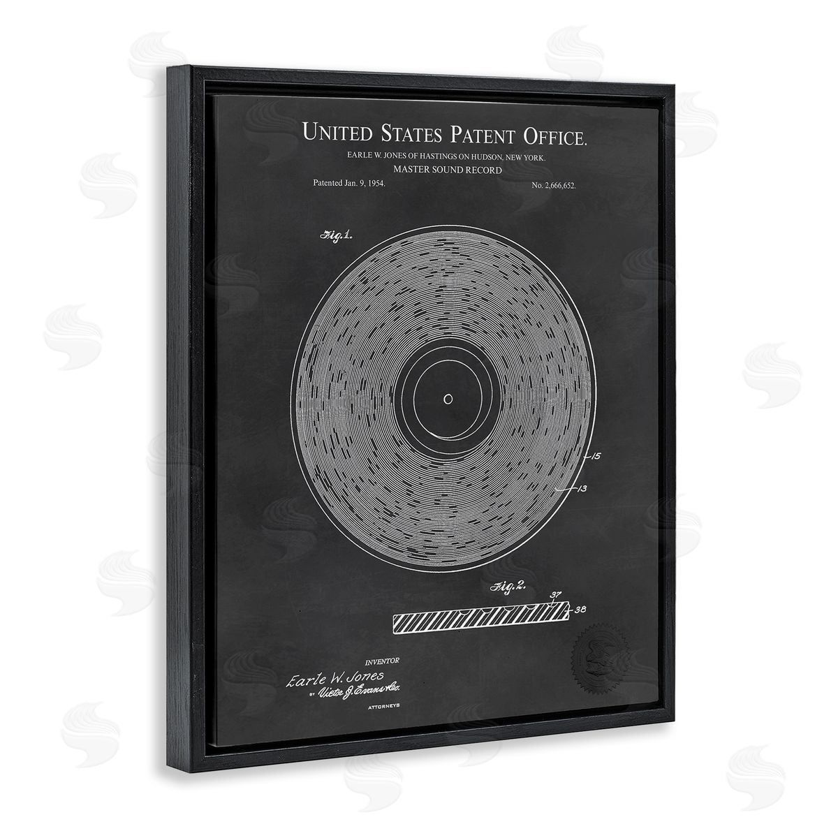 Karl Hronek Master Sound Record Music Diagram Detailed Black Floating Frame Canvas Wall Art Print