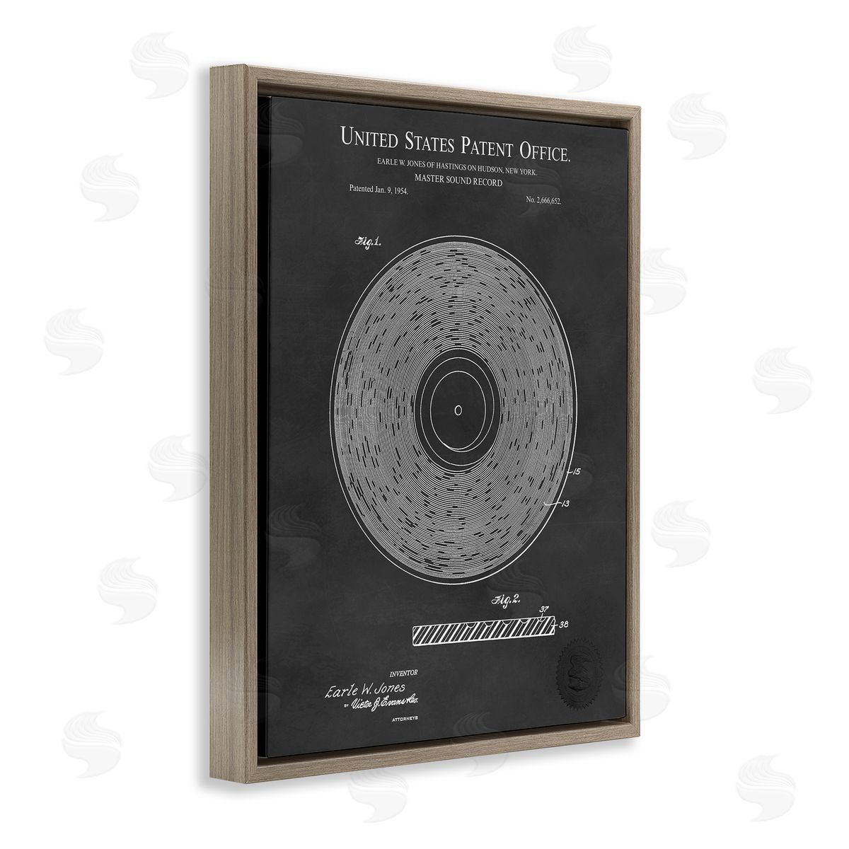 Karl Hronek Master Sound Record Music Diagram Detailed Brown Floating Frame Canvas Wall Art Print
