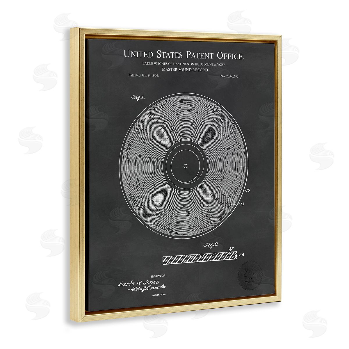 Karl Hronek Master Sound Record Music Diagram Detailed Gold Floating Frame Canvas Wall Art Print